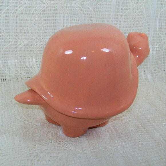 Handmade Ceramic Turtle Treasure Box, Lidded Trinket Dish, Glossy Peach Finish - Picture 7 of 10